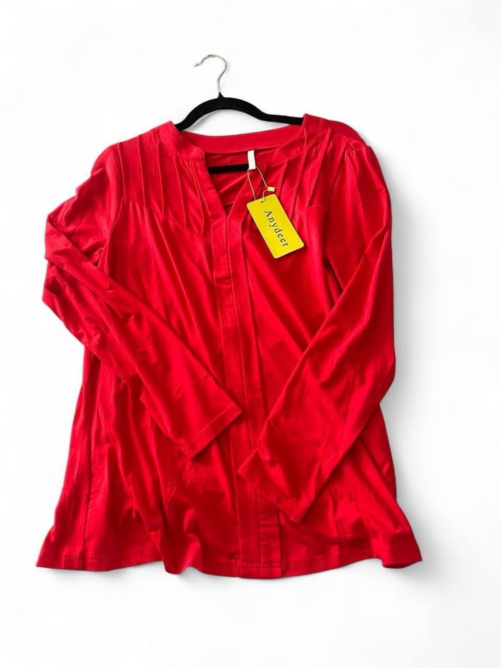 Women's Red Long-Sleeve Blouse